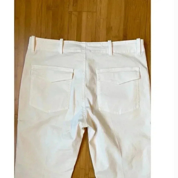 Nili Lotan Jenna Pant Eggshell White Cotton Crop Raw Hem Trouser Pants Size 10 - Picture 8 of 11